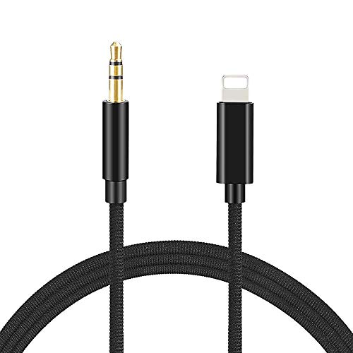 Car Aux Cable Compatible for Phone 3ft/1m 3.5mm Auxiliary Cord Compatible with Phone/Pad/Pod/Stereo Speaker/Headphone Nylon Weave Black