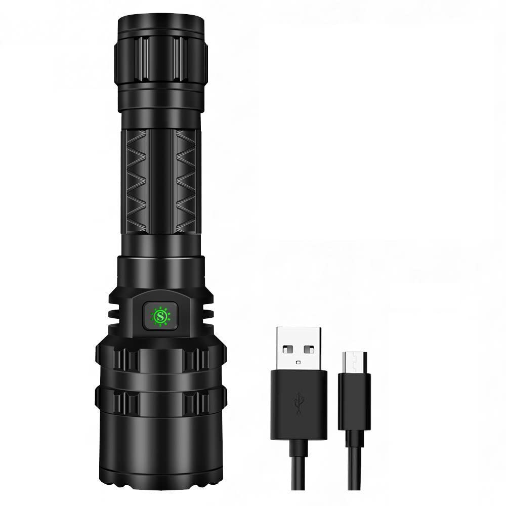 Alonefire G200 LED Tactical Torch 4000 High Lumens High Powerful Super Bright XHP50.2 Light Source USB Rechargeable 5 Modes with Battery Included for Camping Hunting Police Security Hiking Travel