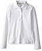French Toast Big Girls' Long Sleeve Interlock Polo with Picot Collar, White, 12