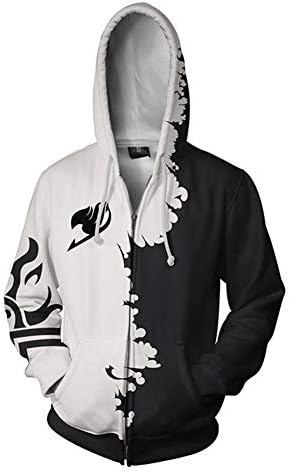 SPONSOKT Hoodie Fairy Tail Lucinaz, Gray 3D Anime Print Cosplay Costume With Cap Casual Long Sleeve Jacket