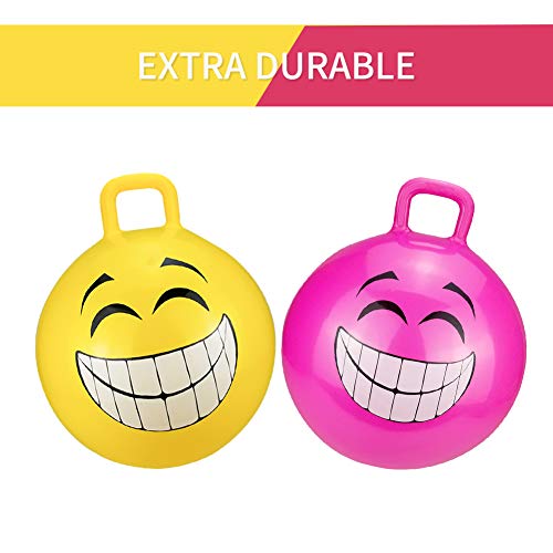 Space Hopper Ball, Jumping Ball, Hopping Ball, Hippity Hop Ball for Kids Ages 3-6, Bouncy Ball with Handles, Kangaroo Bouncer, Sit and Bounce, 18 Inches (Pump Included)