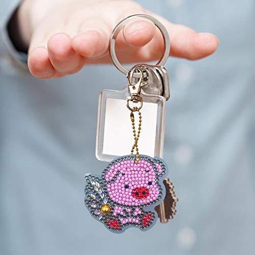 DIY Diamond Painting Keychain Animal Gift Key Ring Full Drill Mosaic Making Diamond Painting Pendant for Art Craft Key Ring Phone Charm Bag Decor(4 Pack)