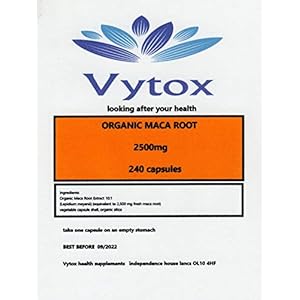 Organic Maca Root 2500mg High Strength 240 Capsules Boost for Men and Women ! 8 Months Supply. by Vytox