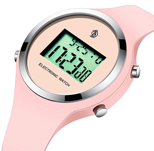Watch,Pink Girls Digital Jelly Watch,Sports Elegant Simple Cute Wrist Watches with Alarm Outdoor LED Functional Wrist Watches