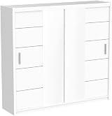 OSLO 203cm Modern Mirror Sliding Door Wardrobe with LED Light - White view 4