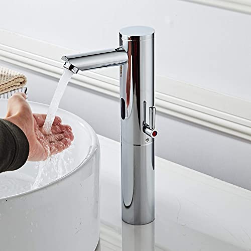 Gangang Touchless Tap, Automatic Tap, Table Tap with Infrared Sensor Automatic, for Washbasin and Sink with High Temperature Sensor, for Hot and Cold Water, DC Only …