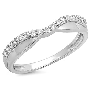 Dazzlingrock Collection 0.25 Carat (ctw) 14K Gold White Diamond Wedding Stackable Contour Guard Band 1/4 CT
