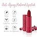 100% PURE Pomegranate Oil Anti-Aging Lipstick Long Lasting, Vibrant Makeup - Moisturizing Cocoa Butter Satin Finish - Vegan Fruit Pigmented Poppy Color (Bright Blood Red) - 0.15 oz