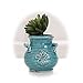 Small Blue Rustic French Fleur-de-Lis Design Ceramic Plant Flower Planter Pot / Desktop Pencil Holder