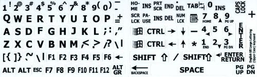 ENGLISH US LARGE UPPER CASE NON-TRANSPARENT STICKER WHITE BACKGROUND FOR DESKTOP, LAPTOP AND NOTEBOOK