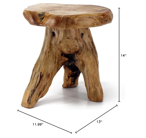 WELLAND NATURAL CEDAR STUMP STOOL, 14″ END TABLE, LIVE EDGE SIDE TABLE, PLANT STAND, SMALL NIGHTSTAND, MUSHROOM STOOL FOR LIVING ROOM, BEDROOM, PATIO, GARDEN