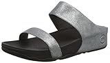 FitFlop Women's Lulu Shimmersuede Slide Sandal, Pewter, 8 M US