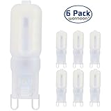Warmoon G9 LED Light Bulbs, 5W Daylight White, 6500K, 360 Degree Beam Angle Non-Dimmable Energy Saving Frosted Lens Light Lamps (Pack of 6)