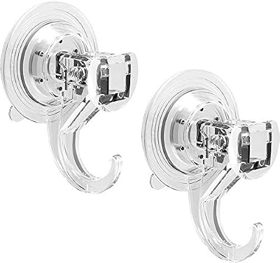 Quntis Suction Hooks 2 Packs, Vacuum Cup Hangers 3kg, Clear