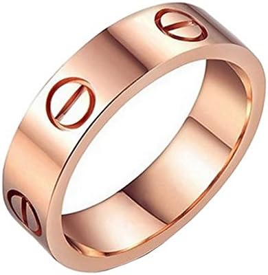 Titanium Stainless Steel Screw Head Love Wedding Ring Rose Gold
