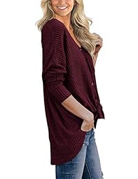 PCEAIIH blusa tipo túnica de punto de gofre para mujer, con nudo de corbata, camisetas sueltas con alas de murciélago