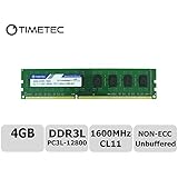 Timetec Hynix IC 4GB DDR3L 1600MHz PC3L-12800 Non ECC Unbuffered 1.35V/1.5V CL11 2Rx8 Dual Rank 240 Pin UDIMM Desktop PC Computer Memory Ram Module Upgrade (4GB)