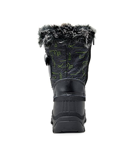 DREAM PAIRS Big Kid Ksnow Black Dk.Grey Green Isulated Waterproof Snow Boots - 6 M US Big Kid - Thumbnail 5