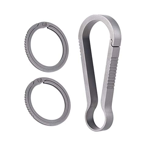 BANG TI Titanium Gear Side-Pushing Keyrings and Quick Release Keychain Hook Kit (H50+2K28)