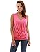 PattyBoutik Women V Neck Sleeveless Elastic Hem Blouse (Coral Pink Small)