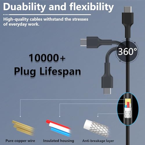 65W 45W USB C Laptop Charger, Chromebook Charger Replacement Compatible with Hp Lenovo Thinkpad/Yoga,Latitude 5420, Samsung, Asus, Acer, Google Series Type C Power Cord
