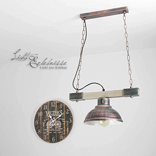 Comprar Elegante lámpara colgante en cobre colores madera envejecida