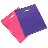 Premium Glossy Merchandise Bags With Die Cut Handle – Retail, Gift, Party, Shopping Bags – Size 9’’ x 12’’ – 200 Pack – (100 Purple & 100 Pink)