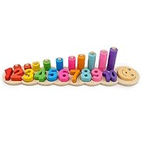 Kunmark Children Wooden Montessori Learning to Count Numbers Matching Digital Shape Match Early Education Teaching Math Toys (Digital)