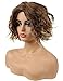TopWigy Short Curly Women Wigs Side Part Bob Style Highlight Ombre Mixed Brown Color Capless Synthetic Full Wigs (Mixed Brown 14