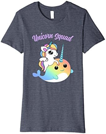Womens Cute Unicorn Squad t-shirt with Unicorn and Narwhal buddy XL Heather Blue