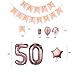 Rose Gold 50th Birthday Decorations Party Supplies Gifts for Women - Create Unique Events with Happy Birthday Banner, 50 Number and Confetti Balloons