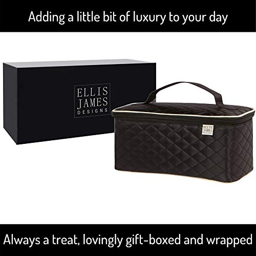 Ellis James Designs Large Travel Makeup Bag Organizer - Cosmetics Train Case Toiletry Bags for Women - Black - With Handle & Make Up Brush Holders - Professional Hair Dryer Cases & Beauty Storage 4 Ellis James Designs Large Travel Makeup Bag Organizer - Cosmetics Train Case Toiletry Bags for Women - Black - With Handle & Make Up Brush Holders - Professional Hair Dryer Cases & Beauty Storage