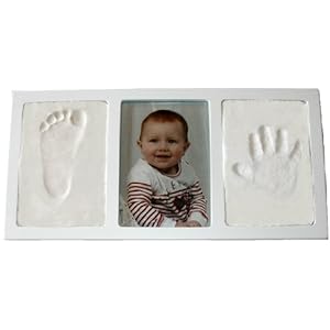 Clay Baby Hand and Footprint Kit with Photo Wall Mount Frame Kit – Inkless Baby Footprint & Handprint Keepsake (White…