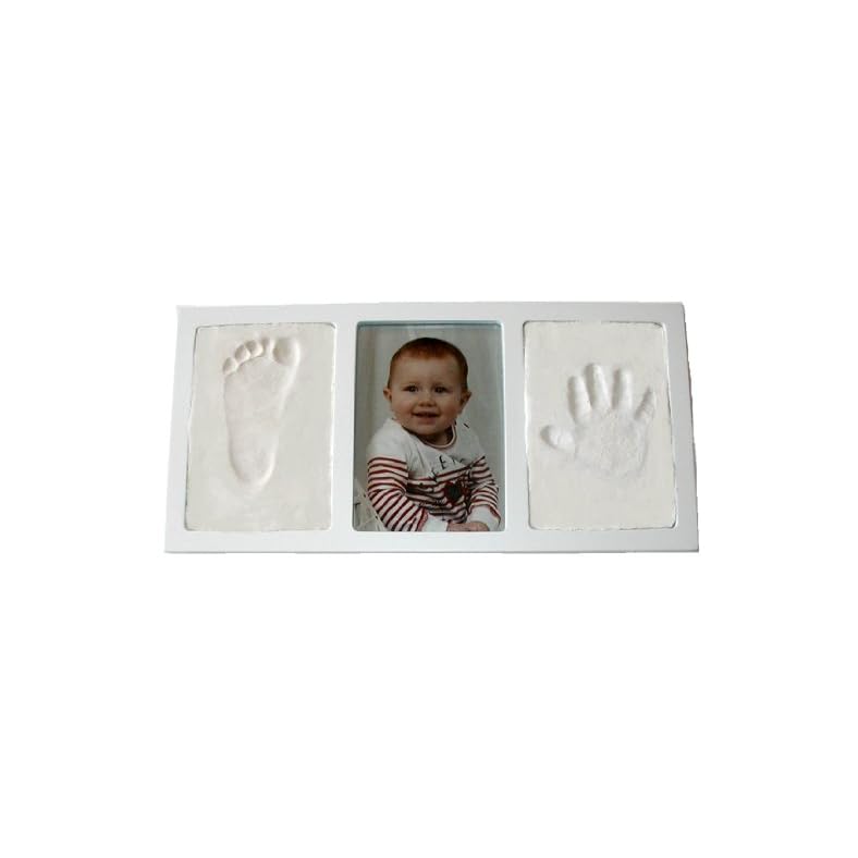 Clay Baby Hand and Footprint Kit with Photo Wall Mount Frame Kit – Inkless Baby Footprint & Handprint Keepsake (White…