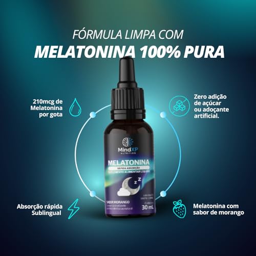 Melatonina em Gotas Sublingual 30ml Sabor Morango RÁPIDA ABSORÇÃO MINDXP NUTRITION