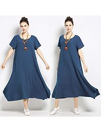 Anysize F126A - Vestido de verano de algodón suave y suelto para primavera, talla grande