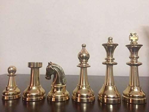 Staunton .3.25 " King Height - Collector Edition Brass Chess Pieces Pawn Chessmen Figure Figurine Pieces Coins