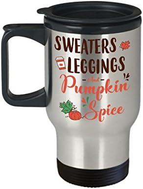 Kiwi Styles Sweaters, Leggings And Pumpkin Spice Pumpkin Spice Coffee Stainless Steel Travel Mug | Best Halloween, Birthday Gift For Pumpkin Spice Lovers, Dad, Mom , Boy, Girl- 14 Oz, White
