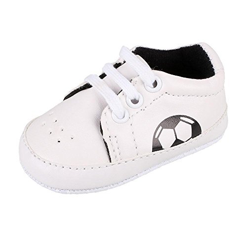 Fairy Season Toddler Prewalker Football Lace Up Sneaker Breathable PU Leather Trainers Shoes (3-6 months, Black)