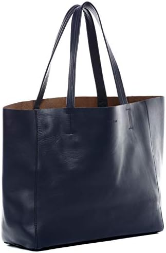 FEYNSINN handtas met lange hengsels echt leer Frida XL grote hengseltas schoudertas  leren tas dames blauw