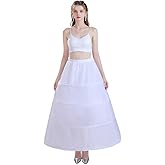 KWBCM Women's Petticoat 4 Hoop A-Line Underskirt Crinoline Floor Length Wedding Ball Gown Slips Bridal Dress petticoats white