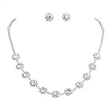 UDORA Rhinestones Necklace Earrings Jewelry Sets for Bridal Wedding Party