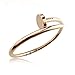 Stainless Steel Nail Style Love Rose Gold Plated Bangle Bracelet Oval High Polish , Fits 7.5inch Wrists