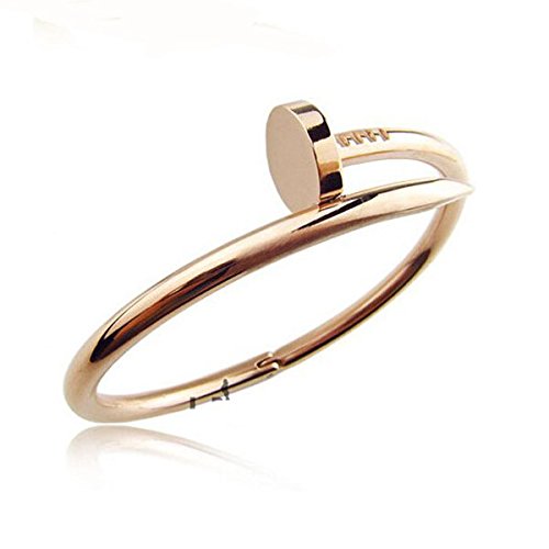 Stainless steel nail style love rose gold plated bangle…