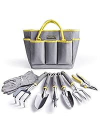 Jardineer Juego de herramientas de jardinería de 8 piezas con pequeñas herramientas de jardín y bolsa grande de jardín, regalos de jardinería para mujeres y hombres