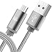 LAX Gadgets Micro USB Cable - Charging Cable USB to USB-A - Durable Nylon Braided Android Charger Cable - High Data Sync - 10ft - Gray