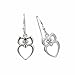 Sterling Silver Earrings Owl Heart Hook Dangle Earrings, Rhodium Plated