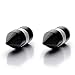 6MM Magnetic Black Spike Stud Earrings Men Women, Non-Piercing Clip On Steel Cheater Fake Ear Plug Gauge