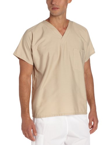 Scrub Zone Big and Tall Premium Uniform Medical One Pocket V-Neck Scrub Top, Sand, 2X-Large