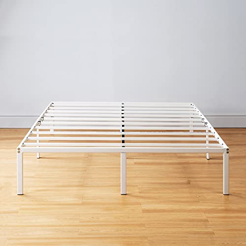 Best Price Mattress 14 Inch Metal Platform Bed Frame, Heavy Duty Steel Slats, White, Full (SPSC